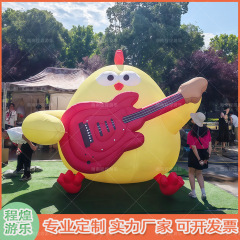 インフレータブル漫画ギター黄色い鶏インフレータブル鳥音楽祭イベントショッピングモールマーケットディスプレイ照明装飾アレンジメント