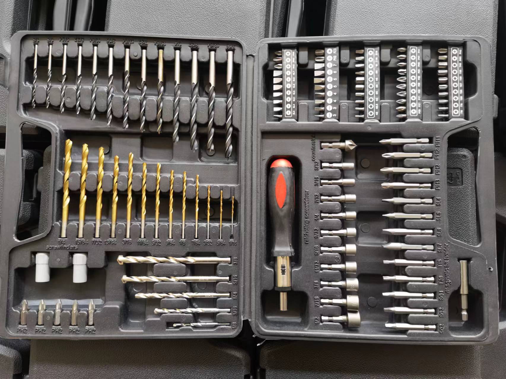 钻头工具组套114件套PC木工建工麻花钻批头套筒五金工具组套收纳