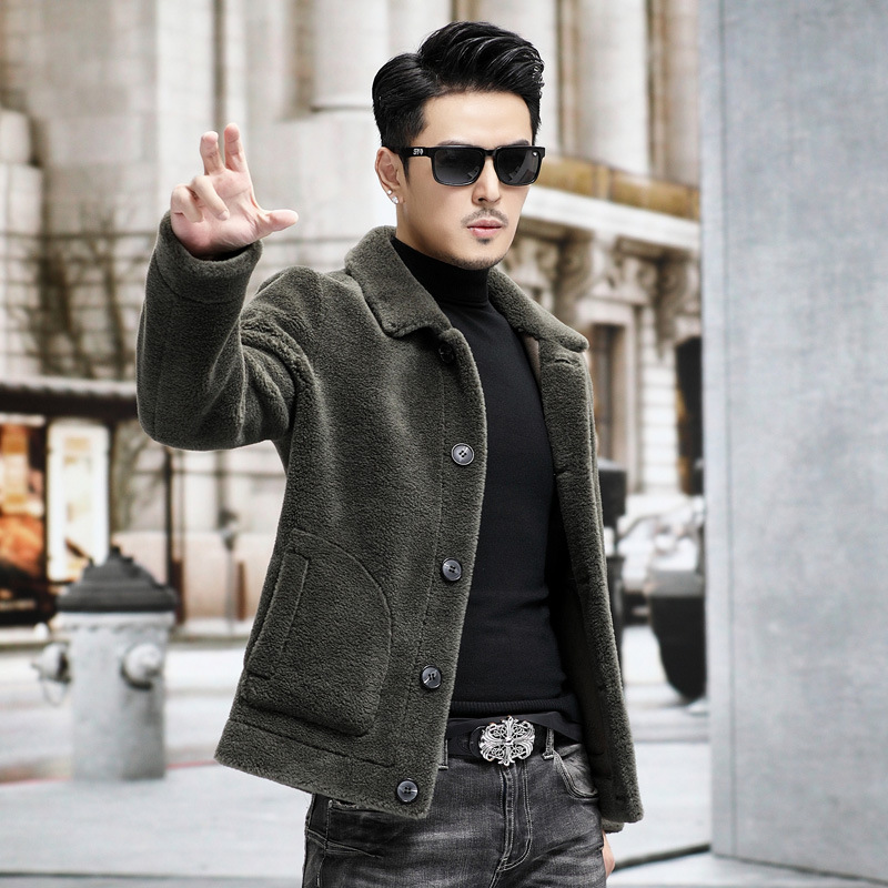 Îmbrăcăminte bărbătească, palton de lână, shearling, palton bărbătesc din blană și piele, jachetă de iarnă pentru bărbați, blană, pentru vârstă mijlocie și tineri, cu rever pe două fețe_voghion.com