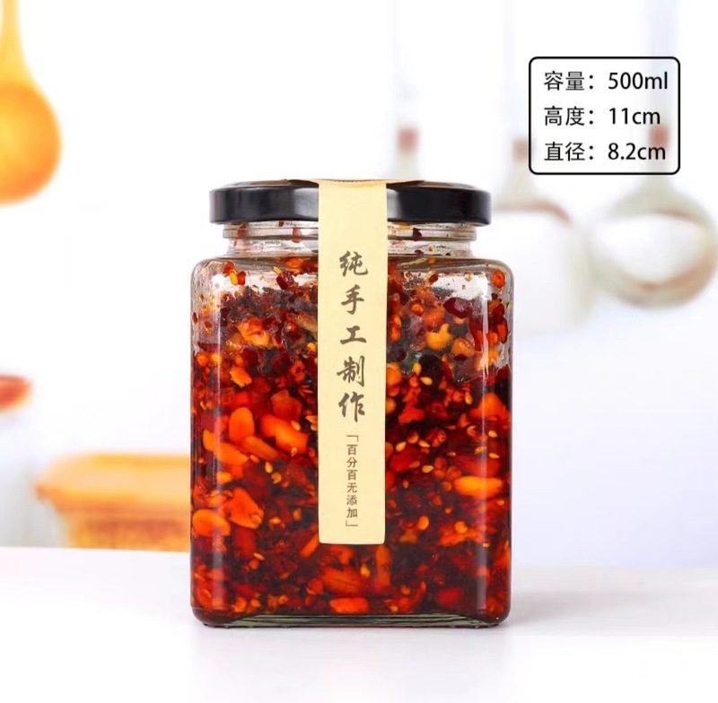 批发方形玻璃瓶食品级燕窝酱菜蜂蜜辣椒酱分装瓶透明空密封玻璃罐|undefined