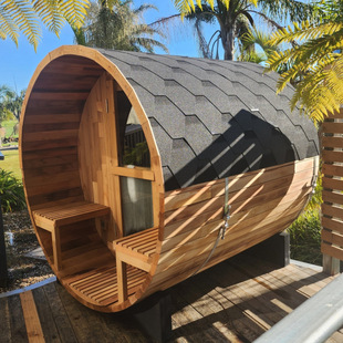 Cross-Border Outdoor Hot-Selling Steam Room Round Barrel Sauna Room Courtyard Volcanic Stone Family Villa Sauna Oven Dry and Wet Steaming