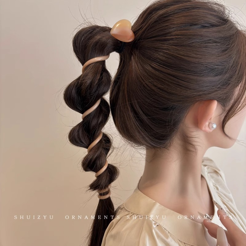 Amor línea telefónica recta anillo de cabello mujer burbuja trenzada cuerda de cabello cola de caballo artefacto de trenza de cabello sensación alta primavera y verano cabeza de cuerda tocado