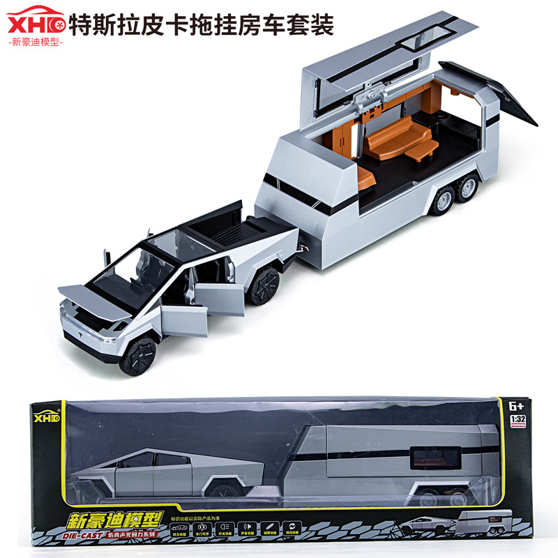 [Box] New Hot Wheels 1:32 Concept Pickup Truck + RV Six-Door Alloy Sound and Light Pull-back Model Toy
