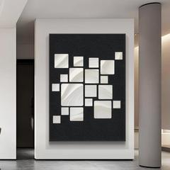2025新款黑白高级感玄关装饰画立体走廊过道挂画抽象壁画铝合金框