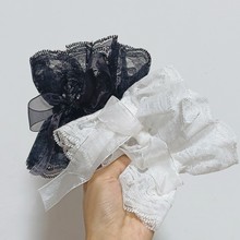 新款黑白双层蕾丝系带袖套伊丽莎白装饰假袖口配套假领子跨境批发