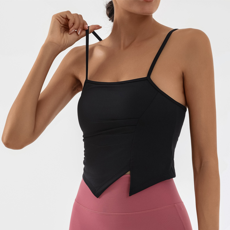 comercio exterior transfronterizo deportes fitness string irregular plegado con cojín de pecho desnudo chaleco de entrenamiento de yoga y baile