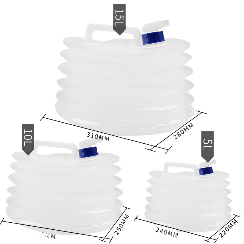 Venta directa plegable telescópica cubo plegable hervidor de plástico portátil al aire libre cubo plegable material PE 3L 15L