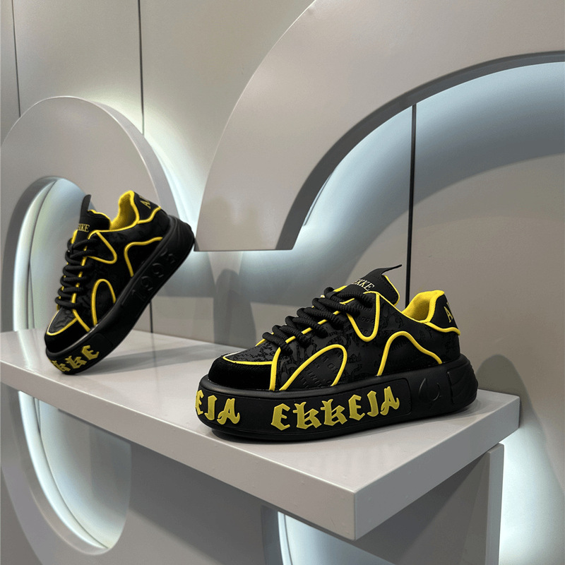 Trbottomy Men's Shoes 2025 Autumn Internet Celebrity New Thick Sole Increased Leather Breathable Soft Sole Fashion Casual Sports Dad Shoes Trbottomy Men's Shoes 2025 Autumn Internet Celebrity New Thick Sole Increased Leather Breathable Soft Sole Fashion Casual Sports Dad Shoes