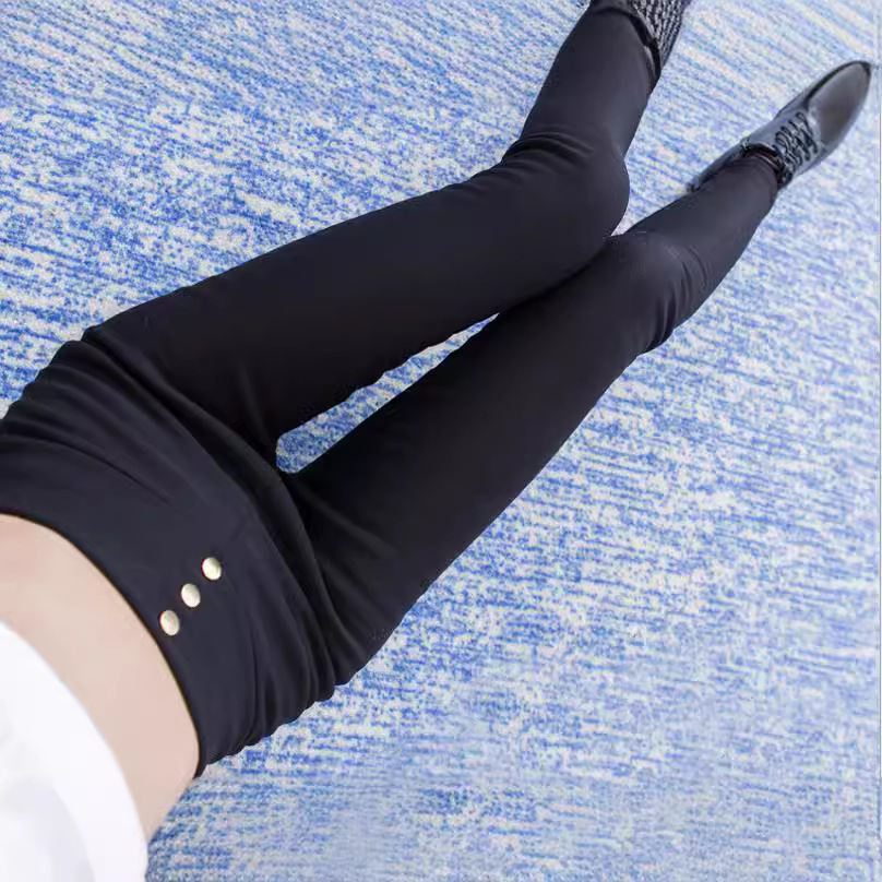 Versión coreana transfronteriza de nuevos leggings, cintura alta, pies pequeños, lápiz, primavera y otoño, pantalones de mujer de bolsillo trasero de alta elasticidad