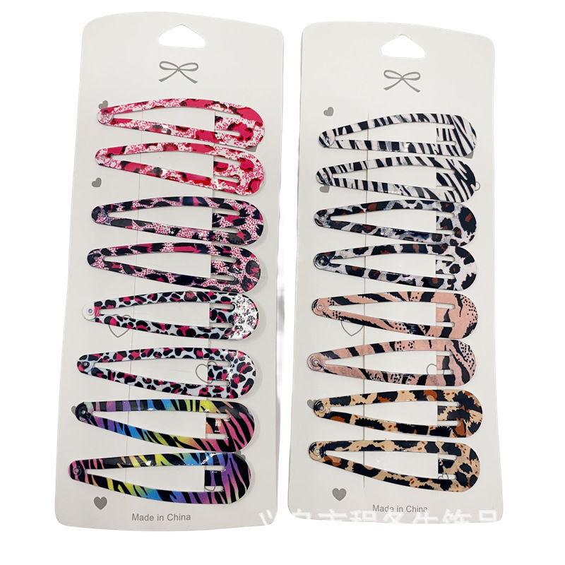 Pinzas de metal con estampado animal (leopardo/cebra) – estilo retro y trendy