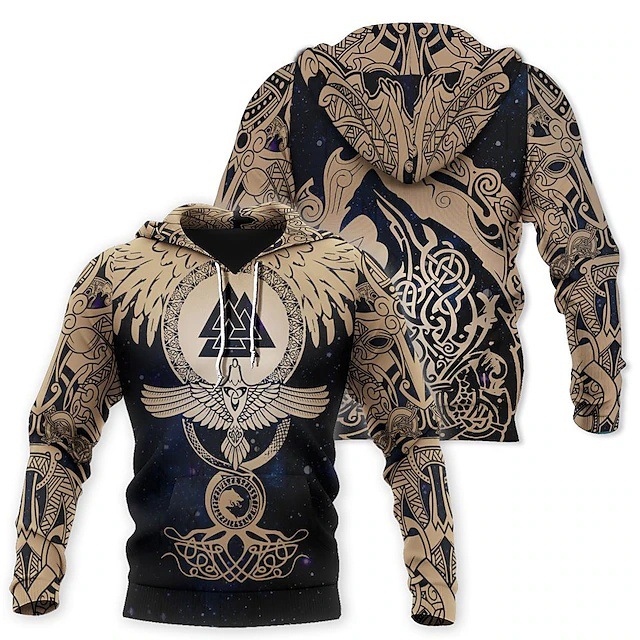 Sudadera con capucha y cordón suelto de manga larga con estampado 3D de cruz de tendencia de moda europea y americana para hombres