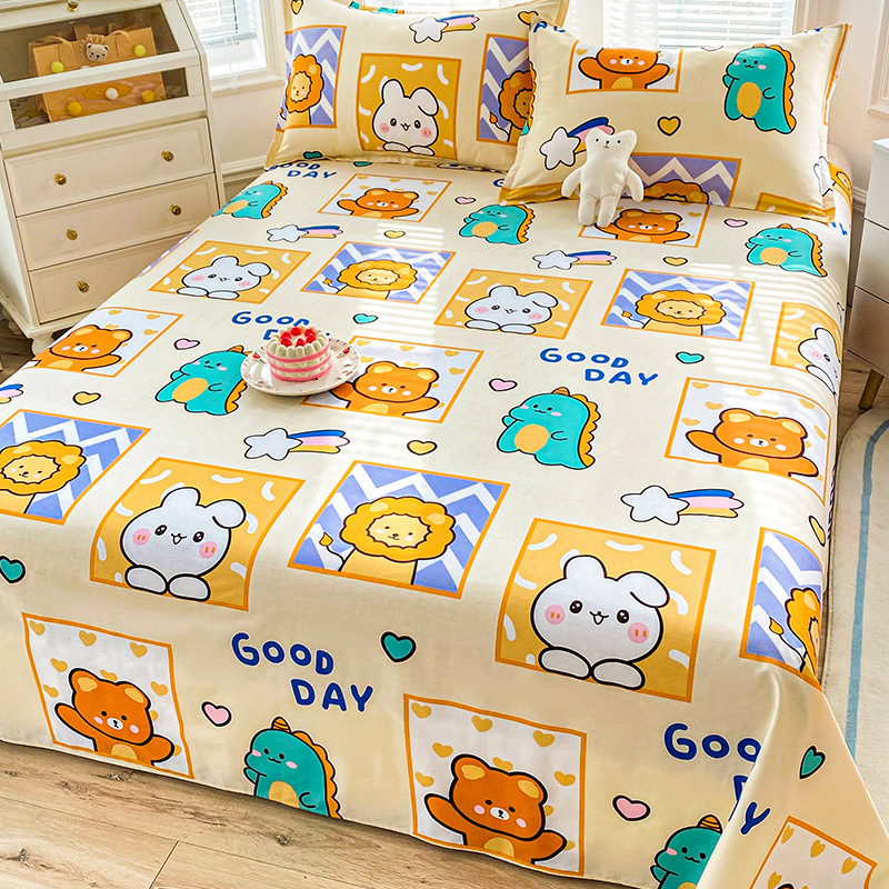 Sábanas de algodón 100% para niños de una sola pieza de algodón dibujos animados lindo ins dormitorio de estudiantes masculinos y femeninos dinosaurio único