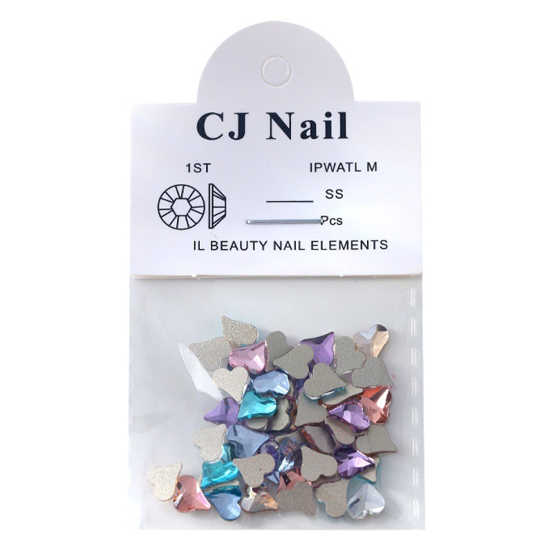 Arte de uñas Crooked Heart Diamond Flat Crystal Love Diamond Mini tamaño pequeño diamante de color mágico Super Flash diamante plano 10 piezas tienda mixta image 1