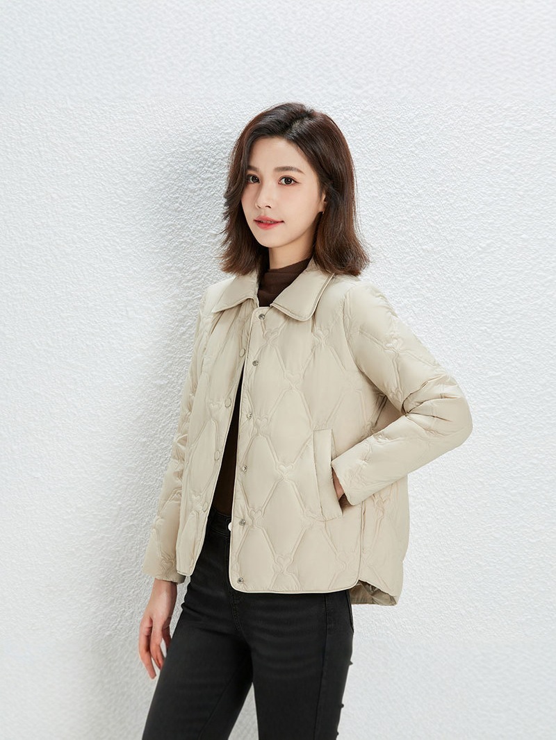Transfronterizos TikTok chaqueta de plumón ligera con solapa corta, chaqueta de abrigo de abrigo caliente de moda casual de estilo pequeño