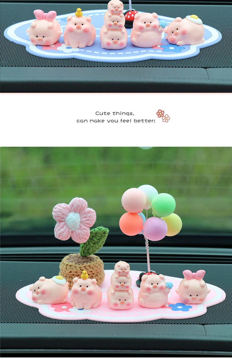 Car Ornaments, Car Dashboard Display Decorations, Healing-Style Accessories for Women, Piggy Car Interior Decorations