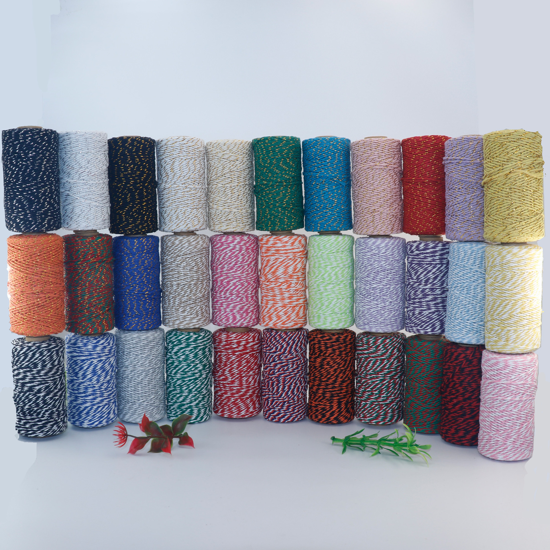 1.5mm双色棉线彩色棉绳粽子绳 欧美婚庆装饰包装棉线 实心棉绳