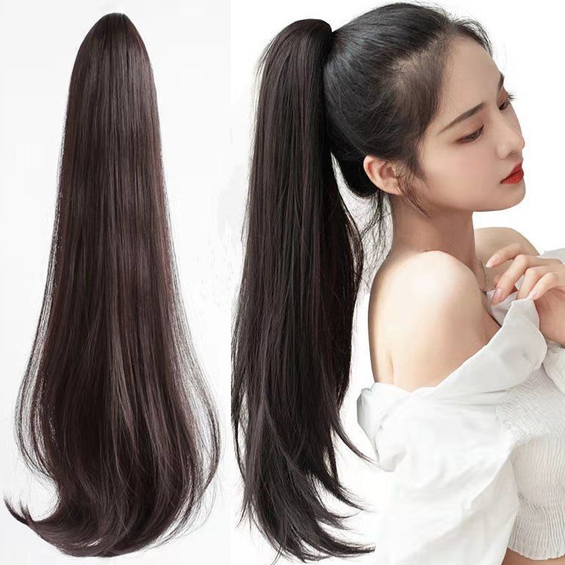 Wig Ponytail for Women with Slightly Curly Long Hair, Tie-On Claw Clip High Ponytail Extension, Natural High-Temperature Silk, High-Temperature Silk Extension Wig Ponytail for Women with Slightly Curly Long Hair, Tie-On Claw Clip High Ponytail Extension, Natural High-Temperature Silk, High-Temperature Silk Extension
