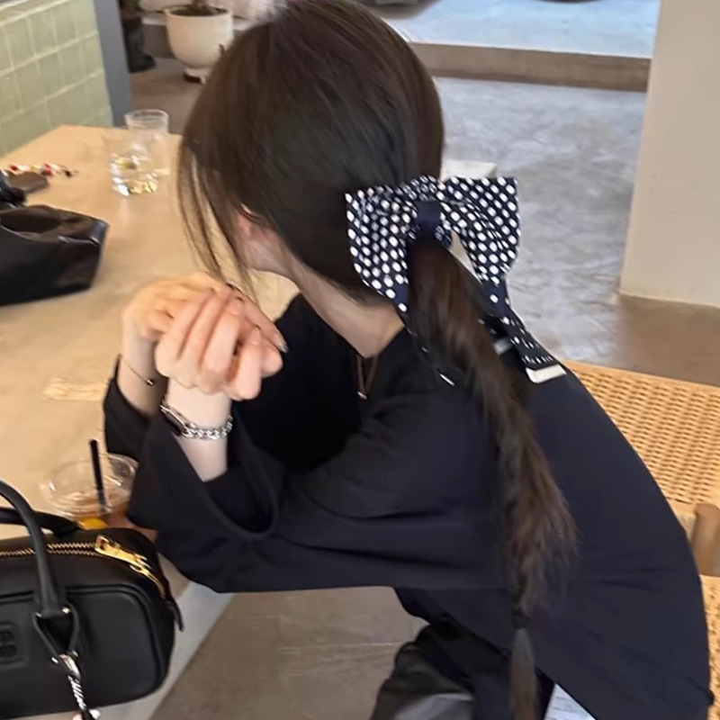 Coreano de alta sensibilidad de onda punto arco de cabello relajado otoño invierno anillo de cabello intestino ligero de lujo de alta calidad cuerda de cabello flotante