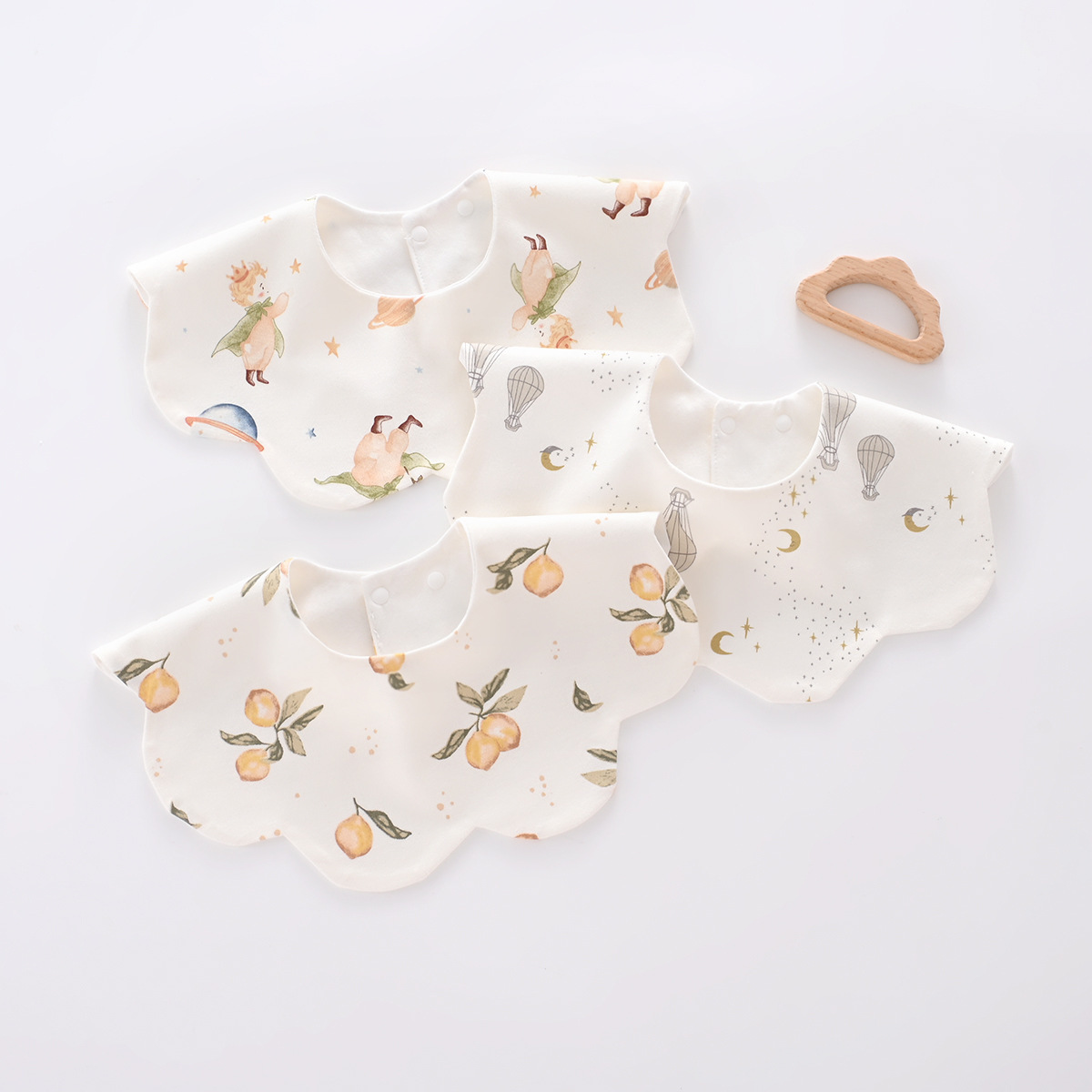 Baby Bib Baby Pure Cotton One-Way Guide Wet Waterproof Saliva Towel Newborn 360 Degree Enlarged Bib Eating Pocket