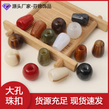 新款中国风晕染圆管直孔直桶枣形㮋圆形大孔树脂珠DIY串珠手链项