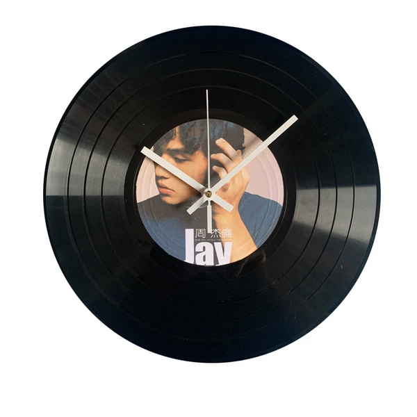 White 3-hand record wall clock Jay Chou