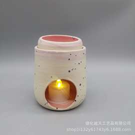 新款粗釉效果陶瓷香精炉盖子与底可分离陶瓷香薰炉