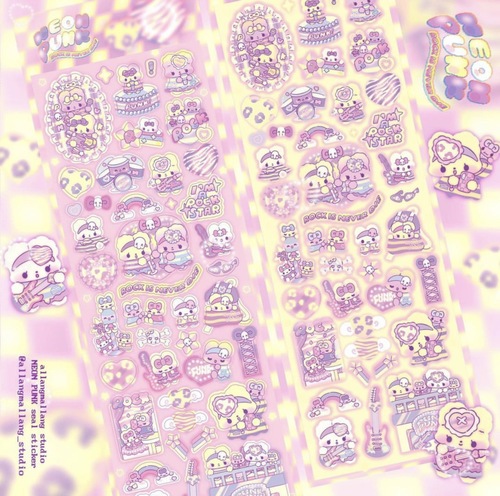 Korea Laser Cute Cartoon Rabbit Animal Sticker Ins Korean Style Gouka Handbook DIY Decoration Sticker Wholesale 