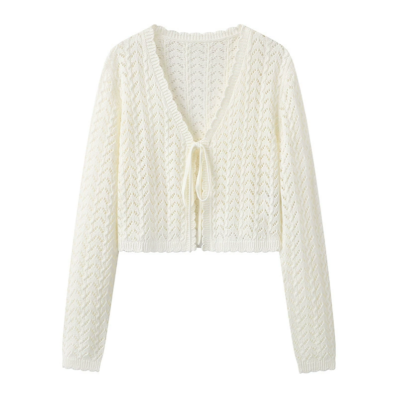 Волосы 2025 новый ажурный вязаный кардиган