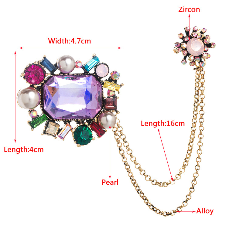 Fashion Tassel Suit Pin Clothes Accessories Boutonniere Zircon Alloy Brooch display picture 1