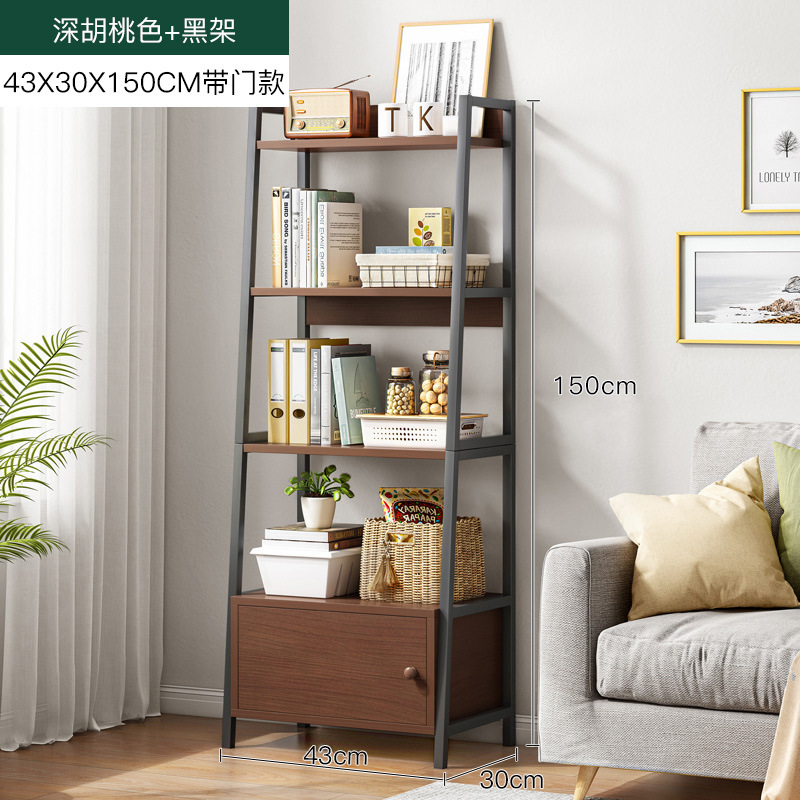 Estante de almacenamiento multicapa para dormitorio sala de estar piso trapezoidal contra la pared mostrando armario de hierro forjado estante de exhibición