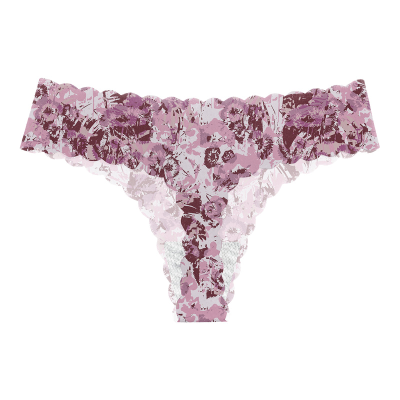 Europa y los Estados Unidos invisibles ondulados impresión sin marcas en forma de T pantalones transpirables de cintura baja deportivo sexy thongs mujeres