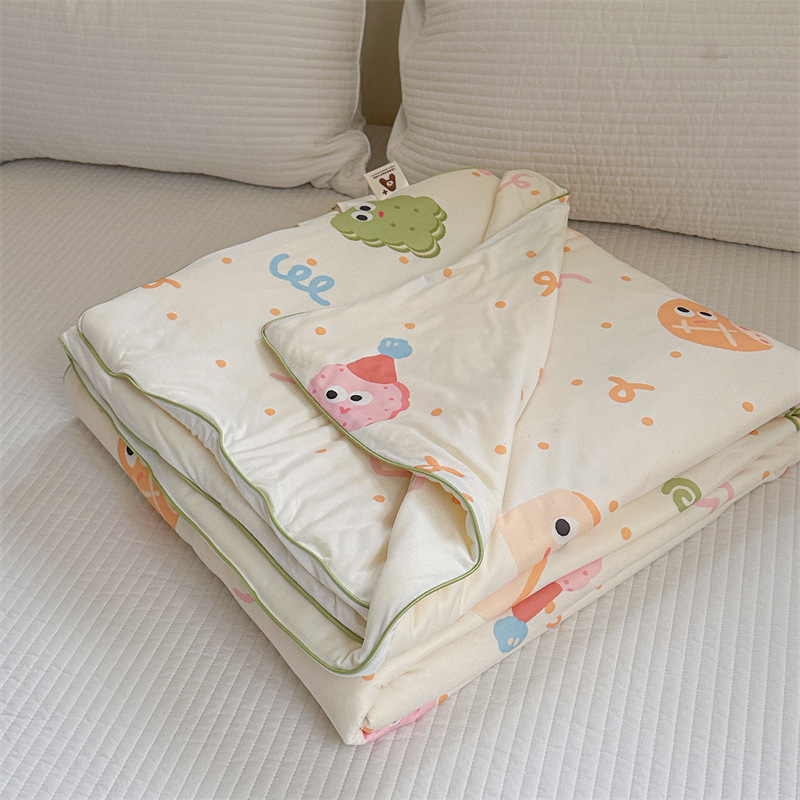 Tejido de algodón, fibra de soja, edredón fresco de verano, edredón fino de verano individual, edredón de aire acondicionado para niños