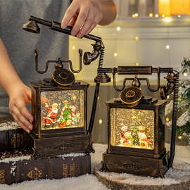 跨境圣诞节装饰品圣诞风灯飘雪雪花水球灯八音盒圣诞节礼物摆件