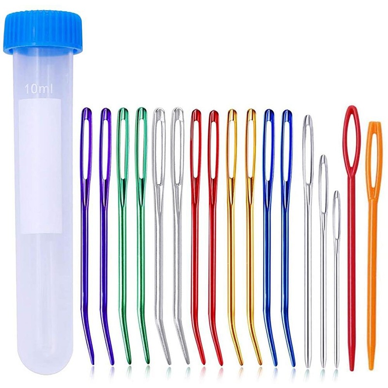 Aluminio grande-ojo curvado aguja mano costura aguja zurdo aguja de ojo grande aguja de coser aguja lana tejer herramienta