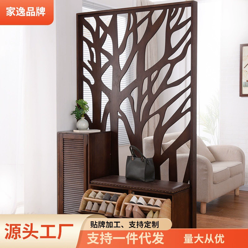 Jiayi Массив дерева экран Простой гостиная коридор Прихожая шкаф перегородка шкаф для обуви входной шкаф декоративный шкаф стул для смены обуви