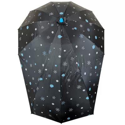 Electric vehicle sunshade umbrella, rain Elektromobil üçün ön şüşə çətiri (günlük) - black-snowflake-vinyl-extended-umbrella-single-umbrella-without-stand