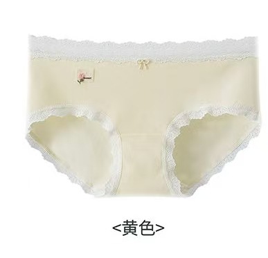 Pantalones de encaje de algodón puro para niñas, pantalones de cintura media de mujer, 10A algodón antibacteriano, extremos de triángulo de niñas