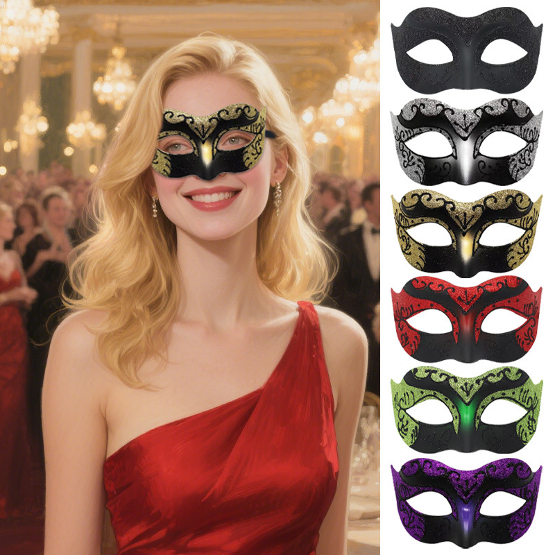 Máscara pintada veneciana de alta gama de venta caliente transfronteriza Máscara de plástico de media cara para hombres y mujeres Máscara de fiesta de Halloween