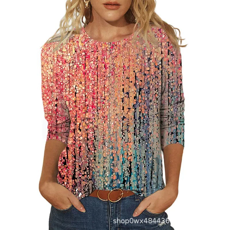 2023 Трансграничный Специальный для нового женского сладкого и свежего свободного пуловера с цветочным принтом, футболка с длинным рукавом и круглым вырезом