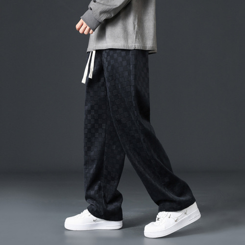 Linen pants for men, spring and summer loose straight-leg wide-leg guard pants, men's Hong Kong-style fashion brand sporty casual long pants