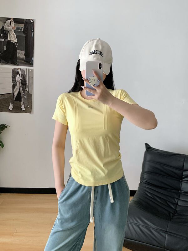 alo运动无缝T恤女夏季速干透气健身衣高弹力运动普拉提瑜伽休闲上|undefined