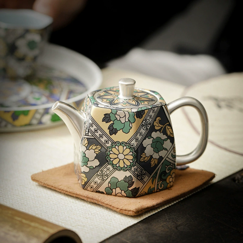 Enamel, retro teapot, ceramic creative tea for home use, handmade