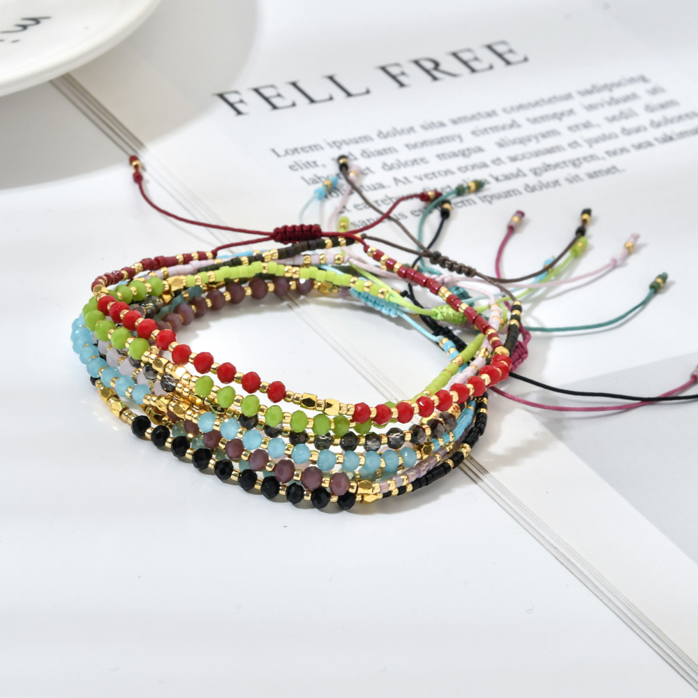 natural stone Material Bohemian Solid Color Natural Stone Drawstring Bracelets