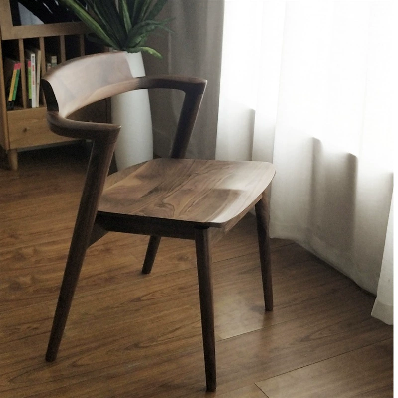Все Массив дерева Североамериканское кресло из черного ореха Маленький стул в японском стиле Хиросима Обеденный стул Скандинавский простой бревенчатый дюбель Мебель