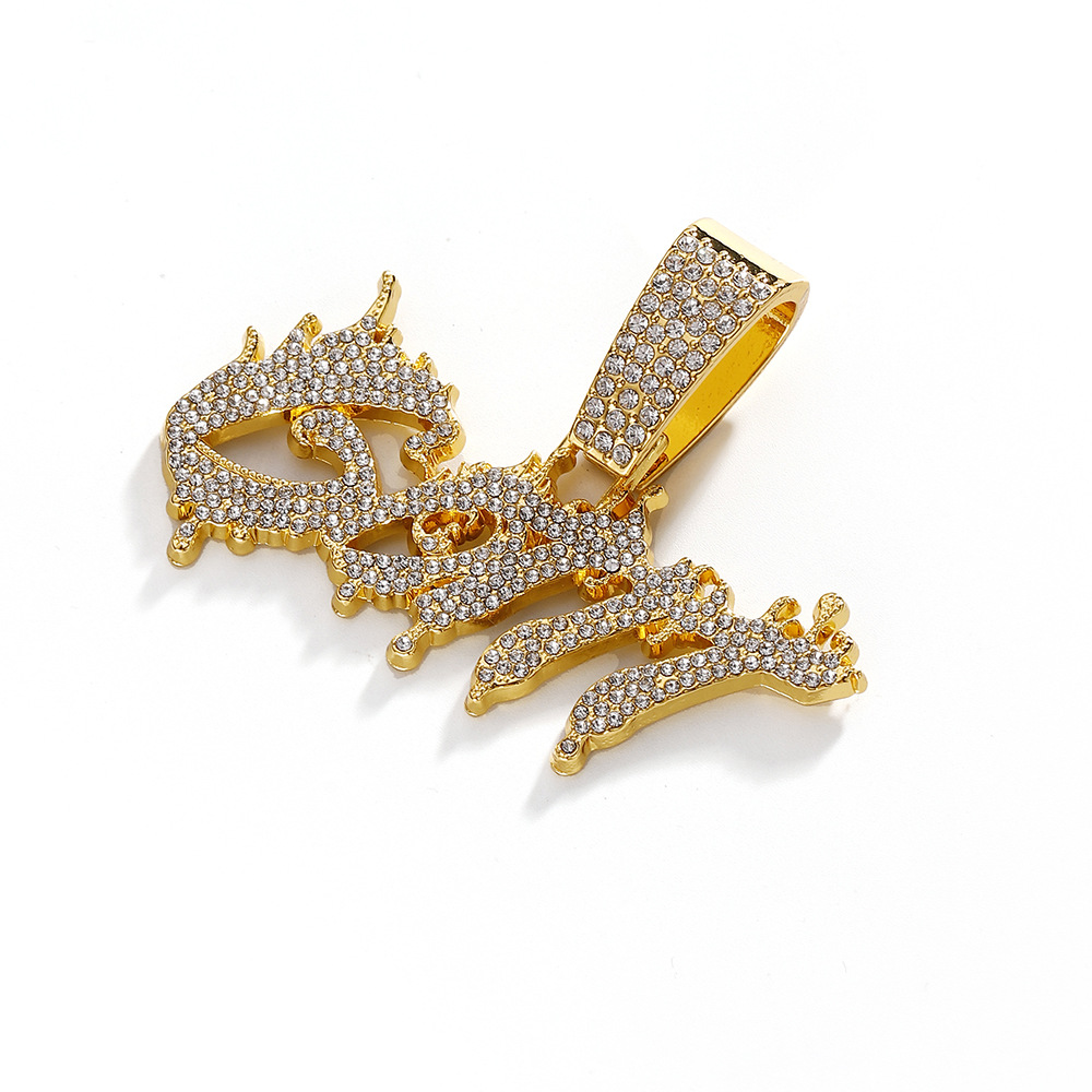 Europa y los Estados Unidos Hip-Hop lleno de diamantes cadena cubana llama Gott letras colgante collar accesorios de rap marca de moda para hombres al por mayor
