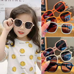 2022 New Square Frame Children's Sunglasses Baby Round Frame Fashionable Children's Sunglasses Cute Frosted Frame Boys and Girls