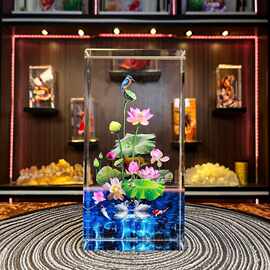 新年内雕高端轻奢艺术水晶摆件客厅公司水晶锦鲤寓意生财礼品旺财