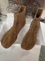 羊皮版 ~ 韓国版小衆真皮豚足分指女靴チェルシーブーツ女太とマーティンブーツ女短筒靴