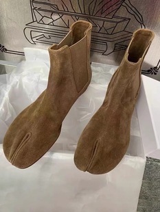 Sheepskin version ~ Korean version of niche leather pig feet toe women's boots Chelsea boots women's thick heel Martin boots women's short boots