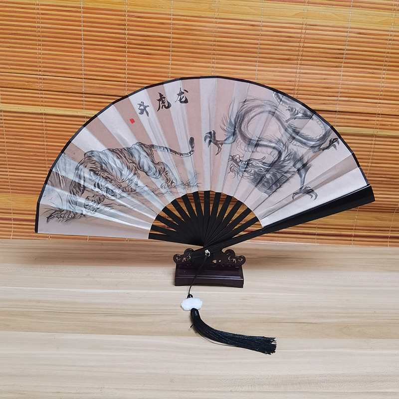 (No. 10) 술 포함 8 인치 블랙 폴 (양면 용과 호랑이 양동이)